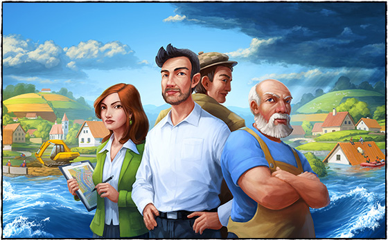 Titulní ilustrace k deskové hře Inundo. - 2014